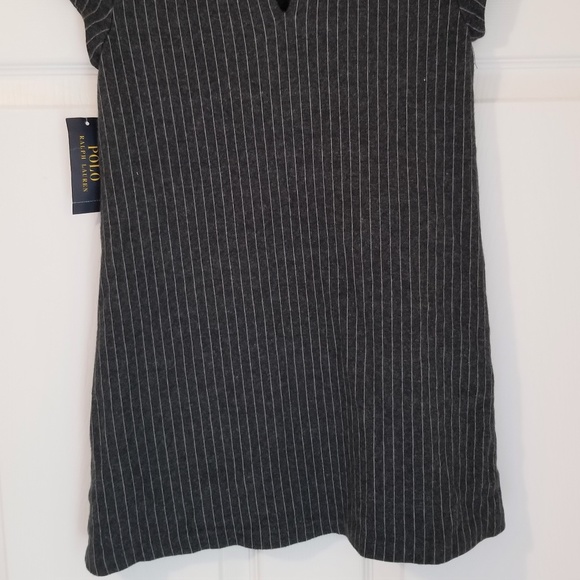 Ralph Lauren Girls Dress NWT 6X Gray Cream Striped - Picture 6 of 6